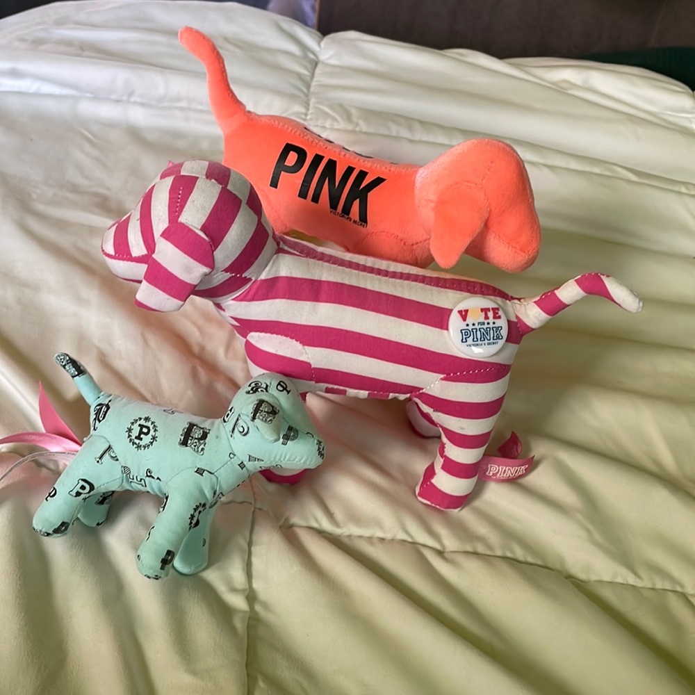 Lot of 3 Victoria’s Secret pink dogs